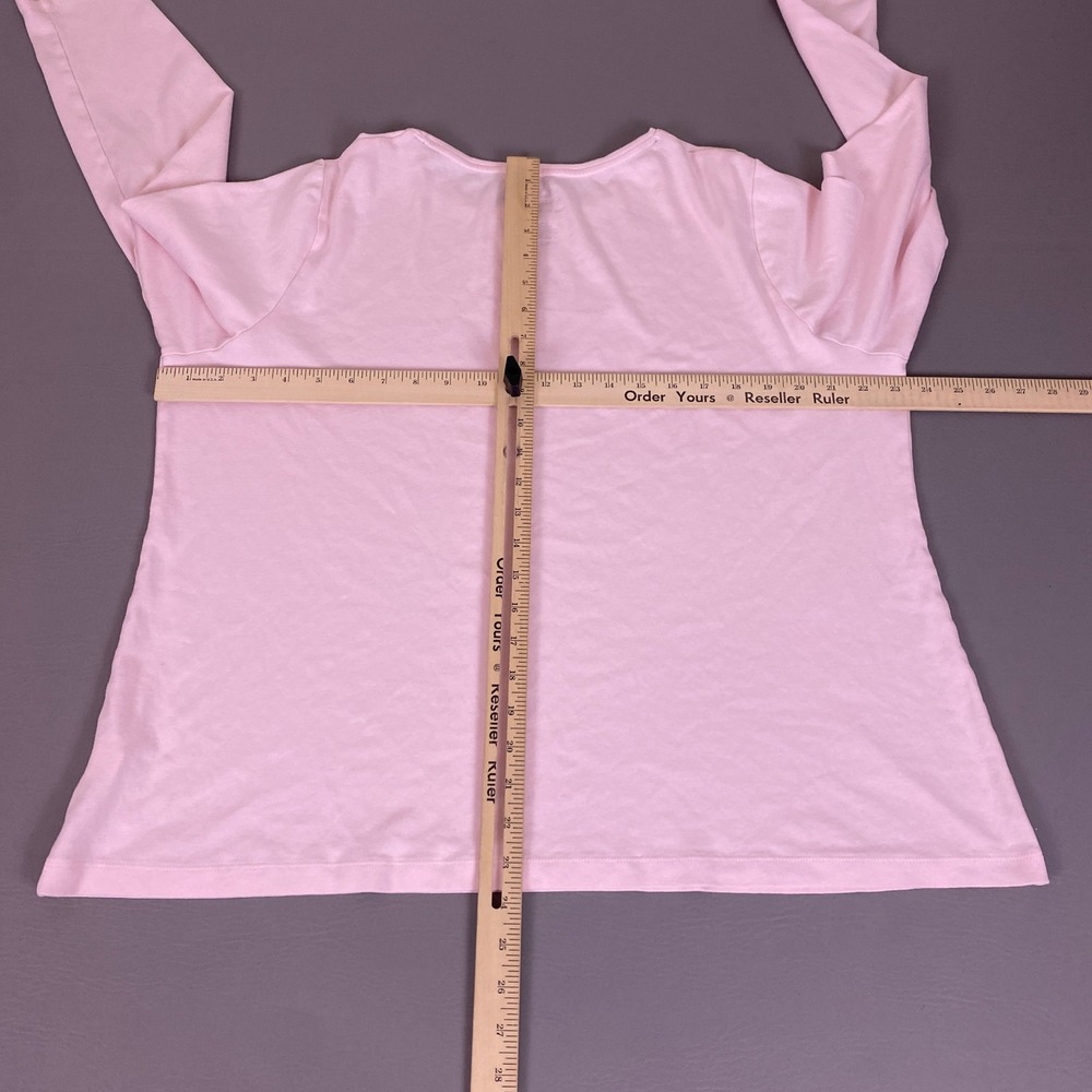 Croft & Barrow The Classic Tee Shirt Womens Plus 2X Pink Long Sleeve 100% Cotton - Picture 6 of 9